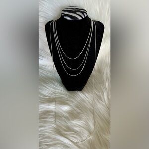 NWT Arizona Layered Silver Tone Chain Necklace Simple Multi-Strand Jewelry